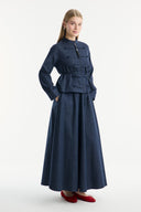 Denim Skirt Set with Front Detailing