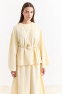 Linen Trousers Set with Waist Tie Detail