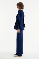 Scarf-Detailed Knitted Trousers Set