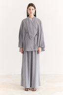 Jacket Collar Striped Trouser Set