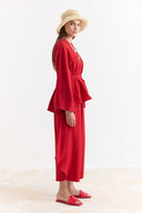 Linen Trousers Set with Waist Tie Detail