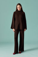 Knit Pants Set with Shawl Detail