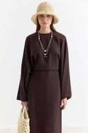 Linen Dress with Wide Sleeve Detail