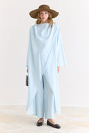 Draped Abaya Dress with Padded Shoulders and Wrap Closure