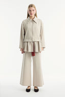 Ruffled Look Zip-Up Trouser Set