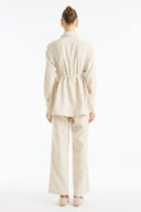Button Detail Ribbed Pants Set