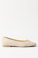 Genuine Suede Ballet Flats with Bow Detail