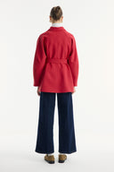 Button-Detail Belted Jacket