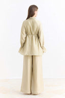 Trousers Suit with Arm and Ruffle Detail
