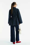 Collared Wax-Look Plaid Parka