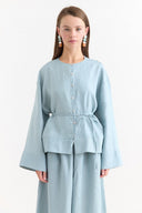 Button-Detail Organic Linen Shirt