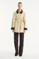 Parka with Contrast Collar and Tape Detail