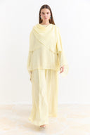 Shoulder Pleat Detail Yoryo Chiffon Pants Set