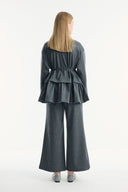Ruffled Look Zippered Pants Set