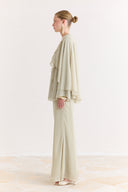 Cross-Cape Detail Yoryo Chiffon Pants Set