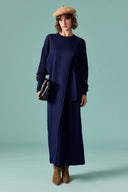 Aller Detailed Tie-Front Knit Dress
