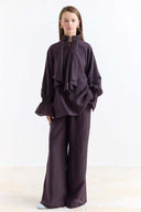 Ruffle-Sleeve Trouser Set