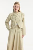 Skirt Set with Asymmetric Button Detail