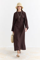 Linen Dress with Wide Sleeve Detail