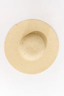 Wide-Brimmed Straw Hat with Stone Detail