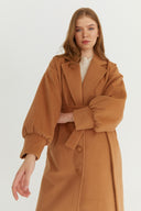 Nora Balloon Sleeve Wool Coat - Cinnamon