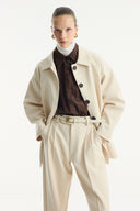 Button-Detailed Belted Jacket