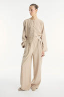 Button-Detailed Trousers Set
