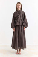 Collar Detail Skirt Set
