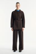 Button-Detailed Belted Jacket
