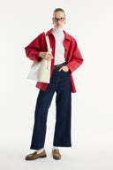 Button-Detail Belted Jacket