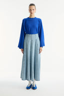 Stitched Detail Flared Denim Skirt
