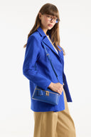 Dart Detail Belted Blazer Jacket - royal blue