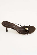 Oval Stone Detailed Heeled Slippers