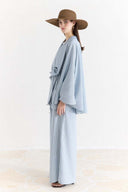 Jacket Collar Striped Trouser Set