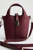 Lock Detail Faux Leather Bag - Burgundy