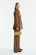 Suede Shirt with Front Button Placket