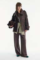 Epaulet Detailed Short Trench Coat