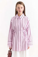 Lace Detail Striped Shirt