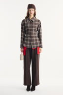 Plaid Shirt with Waist-Fitted Detail