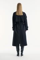 Long Trench Coat with Epaulet and Belt Detail