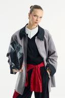 Parka with Contrast Collar and Tape Detail