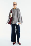 Double-Breasted Plaid Poncho