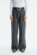 Straight-Leg Trousers with Topstitching