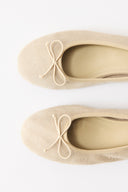 Genuine Suede Leather Ballet Flats with Bow Detail