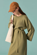 Belted Basic Knit Dress