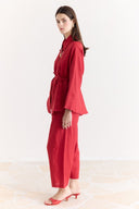 Organic Linen Shirt with Sleeve Cuff Detail