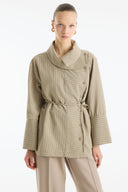 Striped Shirt with Collar and Button Detail - earth