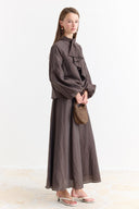 Collar Detail Skirt Set