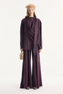 Shawl Collar Belted Ribbed Trouser Set