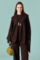Collar Detail Wide Sleeve Knit Set with Trousers